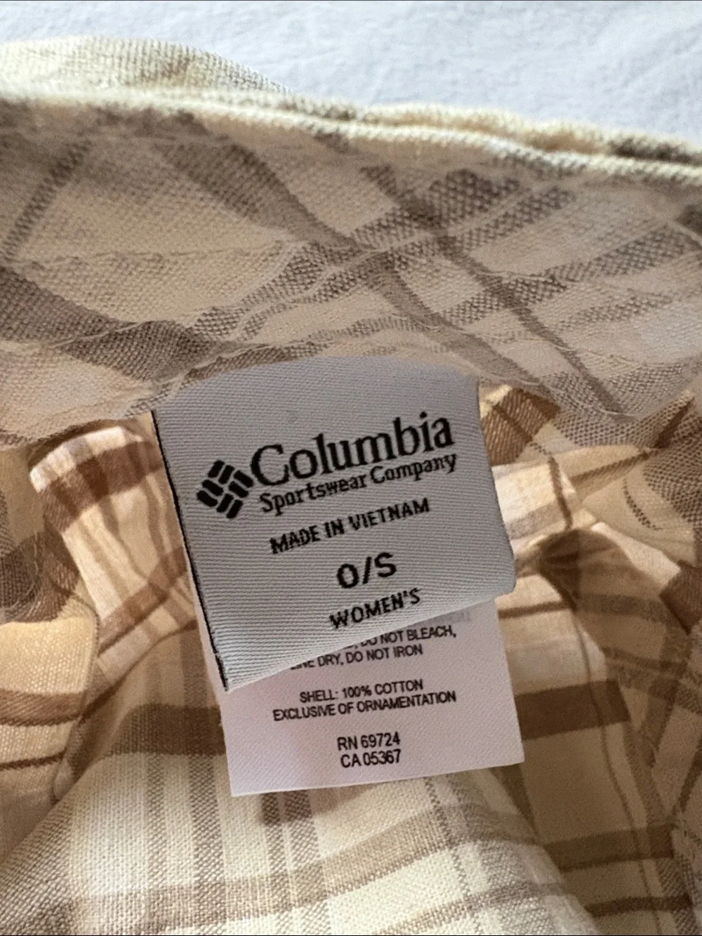 Columbia Neutral Plaid Bucket Hat in Beige and Tan